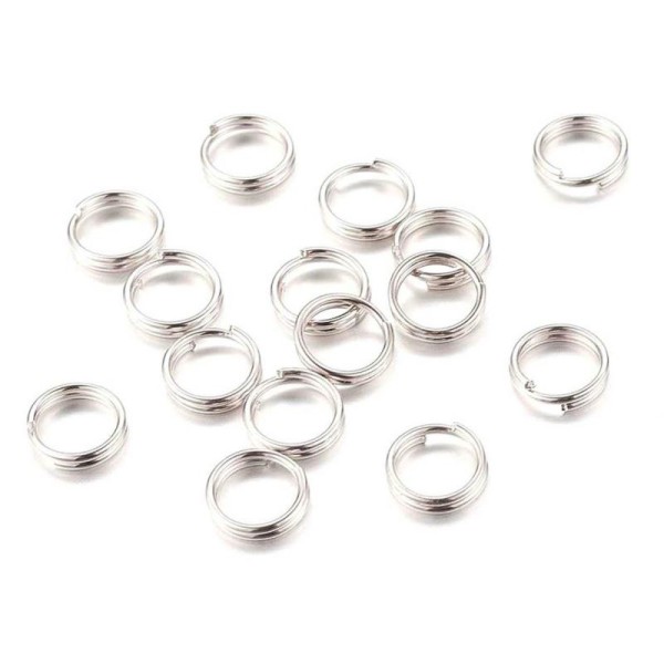 200 ANNEAUX DOUBLES 6 mm METAL argente - creation bijoux perles - Photo n°2