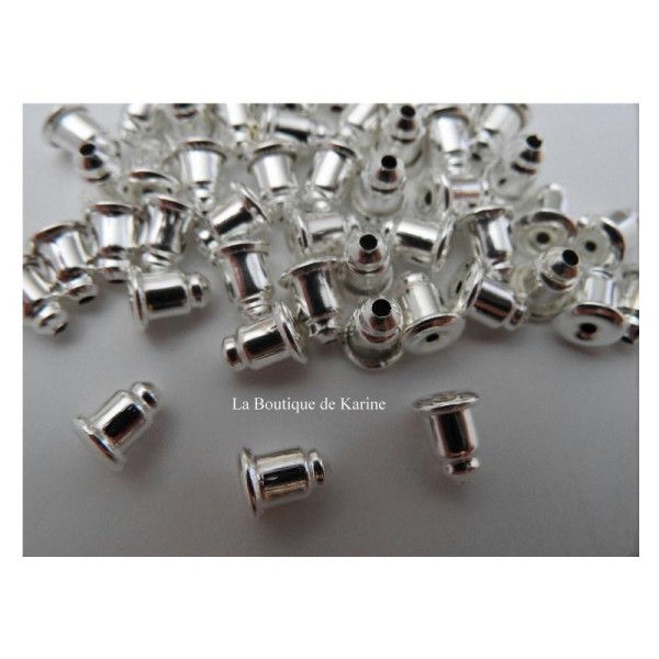 30 embouts FERMOIRS BOUCLES D'OREILLES metal argente clair - creation bijoux perles - Photo n°1