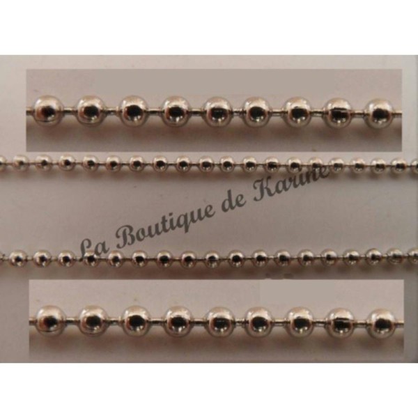 3 m de CHAINE BOULE METAL argente diametre 1,5 mm - creation bijoux perles - Photo n°1