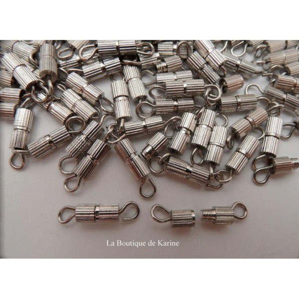 15 FERMOIRS A VIS metal argente 8 x 3 mm - creation bijoux perles - Photo n°2