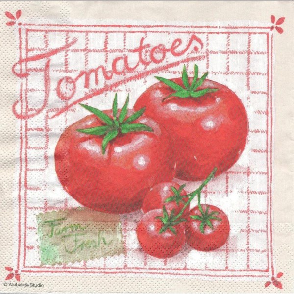 4 Serviettes en papier Tomates Cuisine Torchon Format Lunch - Photo n°1