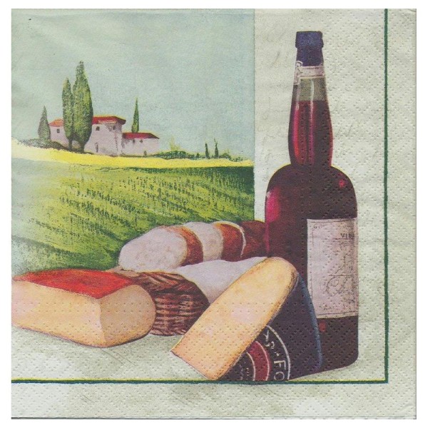 4 Serviettes en papier Vin Rouge Format Lunch - Photo n°1