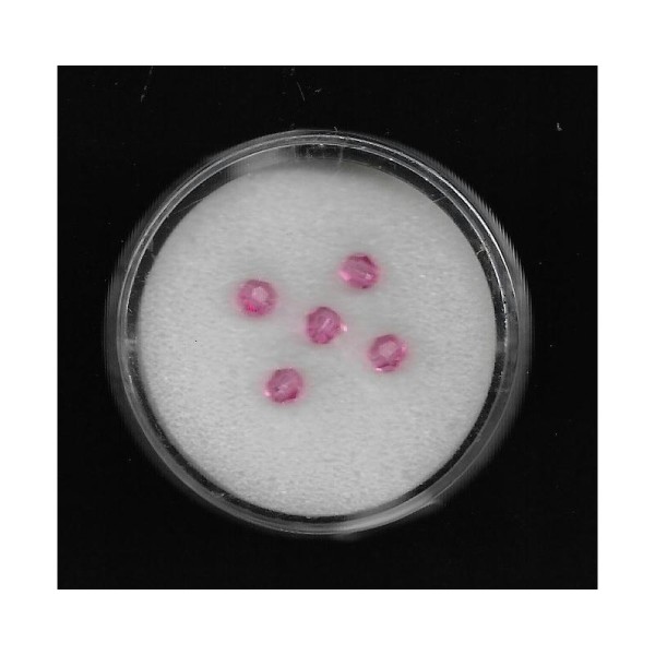 5 Perles rondes de verre taillé Swarovski 4mm Couleur Rose - Photo n°1
