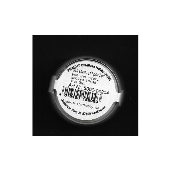 5 Perles rondes de verre taillé Swarovski 4mm Couleur Topaze Fumé - Photo n°2