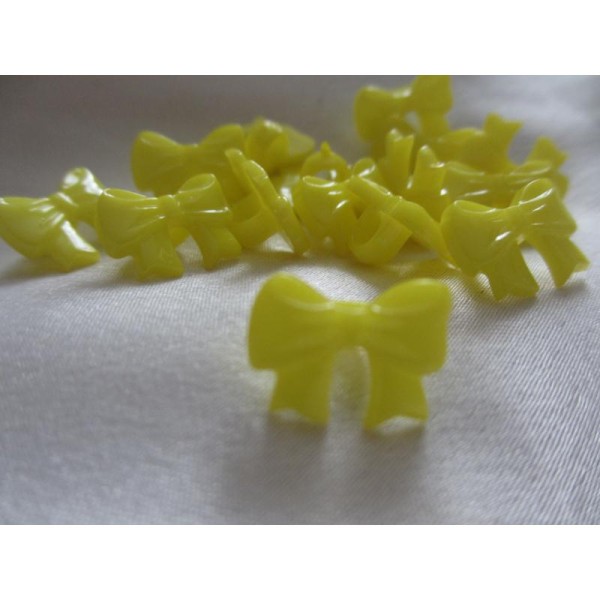 Bouton noeud , à boucle ,10 pces 14mm,jaunes en plastique - Photo n°1
