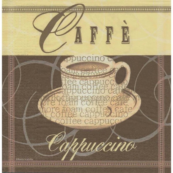 4 Serviettes en papier Café Cappuccino Format Lunch - Photo n°1