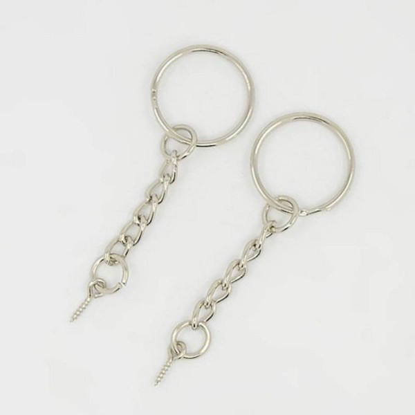 10 ANNEAUX PORTES cles CLEFS metal argente 25 mm avec chainette et tiges a  vis – perles - Anneau porte clé - Creavea