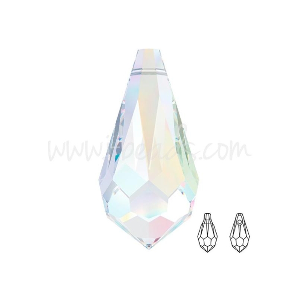 Pendentif Gouttes Facettées Swarovski Crystal Ab 13Mm (2) - Photo n°1