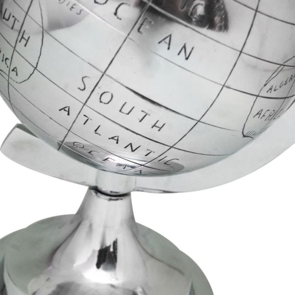 Vidaxl Globe Terrestre Avec Pied Aluminium Argenté 35 Cm - Photo n°2
