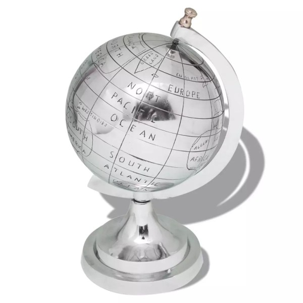 Vidaxl Globe Terrestre Avec Pied Aluminium Argenté 35 Cm - Photo n°1