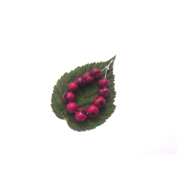 Açai Brésil teinté Fuchsia : 11 Perles Graines irrégulières 6/8 MM de diamètre - Photo n°1