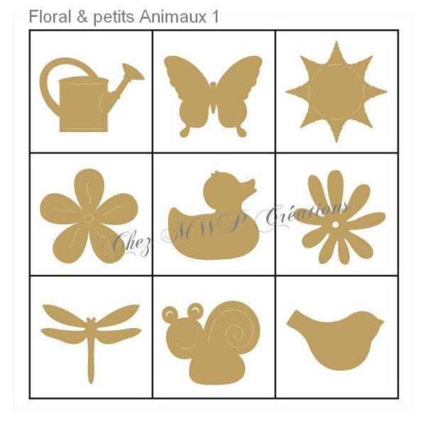 Boite Petits Ornements Bois - Floral et petits animaux 1 - Photo n°1