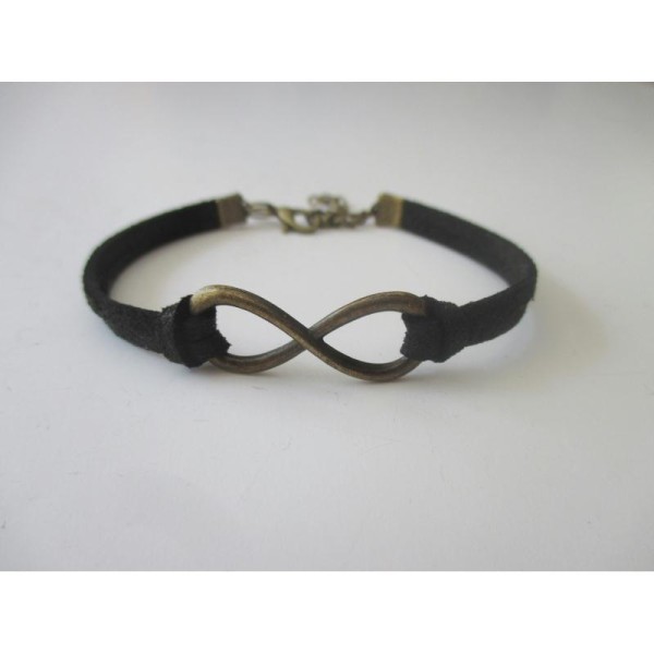 Kit bracelet suédine noire brillante et lien infini bronze - Photo n°1