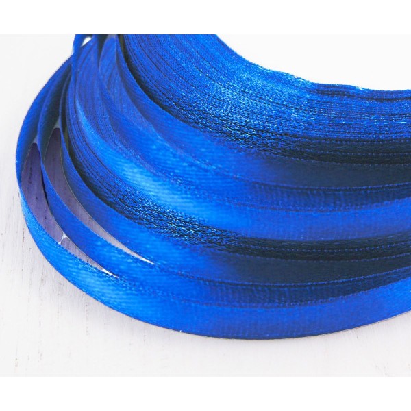 21m 69ft 23yds Rouleau Bleu Mince Ruban de Satin Tissu artisanaux Décoratifs de Mariage Kanzashi 6mm - Photo n°1