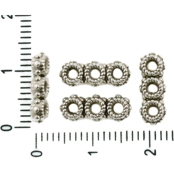 30pcs Antique Ton Argent Trois 3 Trous Barres d'espacement des Connecteurs Perles tchèques en Métal - Photo n°1