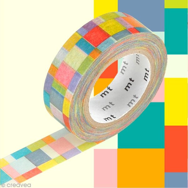 Masking tape - Grande mosaïque multicolore - 15 mm x 7 mm - Photo n°1