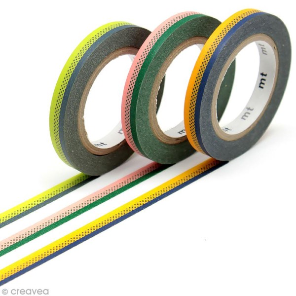 Masking tape slim - Déco uni et points - 3 rouleaux 6 mm x 10 m - Photo n°1
