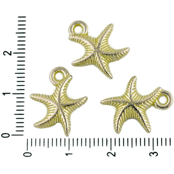 8pcs tchèque Jaune Patine Antique Ton Argent étoile de mer des Animaux Marins en Mer Charms Pendenti - Photo n°1
