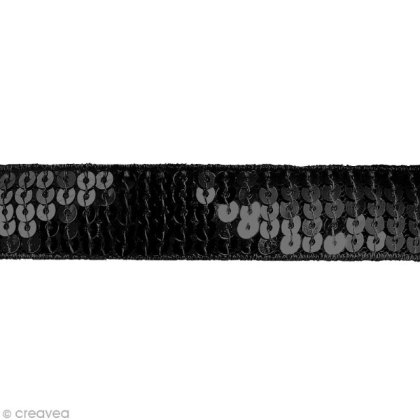 Galon paillettes 2 cm - Noir - Au mètre (sur mesure) - Photo n°2