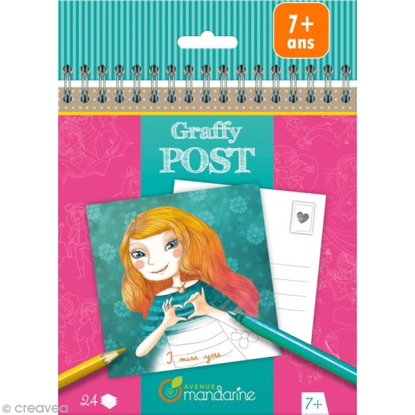 Cahier de Coloriage cartes postales - Graffy post Girly - 24 pages - Photo n°1
