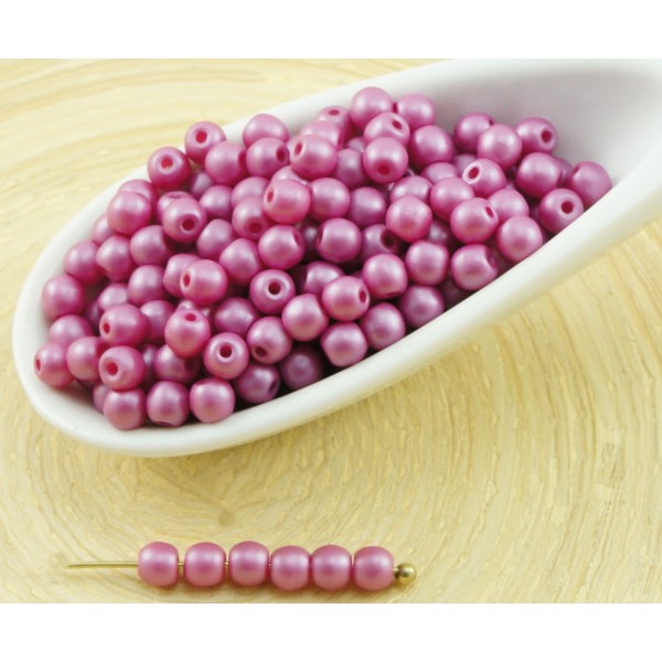 100pcs Nacré Violet Cotton Candy Ronde Verre tchèque Perles de Petite Entretoise de Graines de Rocai - Photo n°1