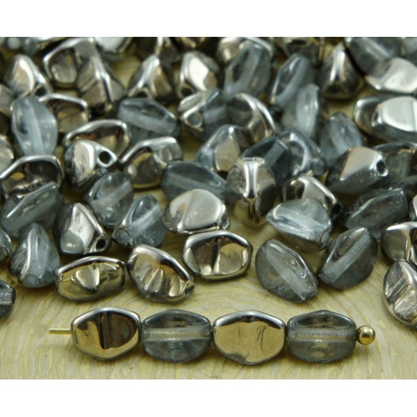 60pcs Crystal Metallic Silver Demi-Pincée Bicone à Facettes Entretoise tchèque Perles de Verre de 5m - Photo n°1