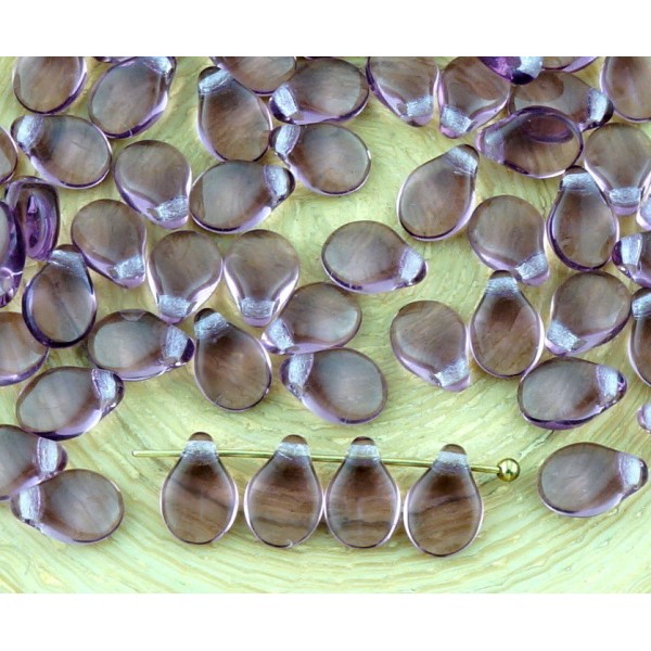 60pcs Cristal Violet PIP PRECIOSA Fleur Plat de Pétales de Verre tchèque Perles 5mm x 7mm - Photo n°1