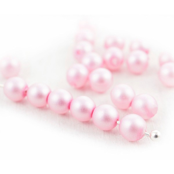 100pcs Lumière Rose Mat Imitation de Perles Rondes Druk Entretoise de Semences de Verre tchèque Perl - Photo n°1