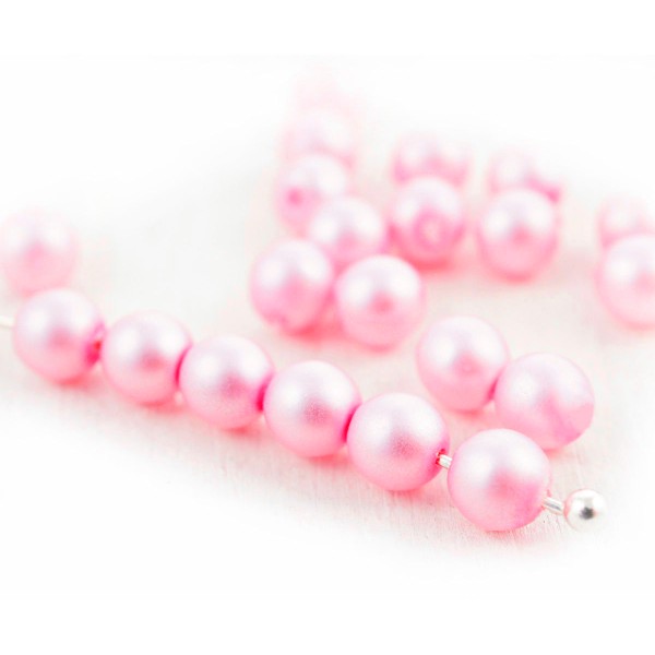 100pcs Rose Mat Imitation de Perles Rondes Druk Entretoise de Semences de Verre tchèque Perles de 4m - Photo n°1