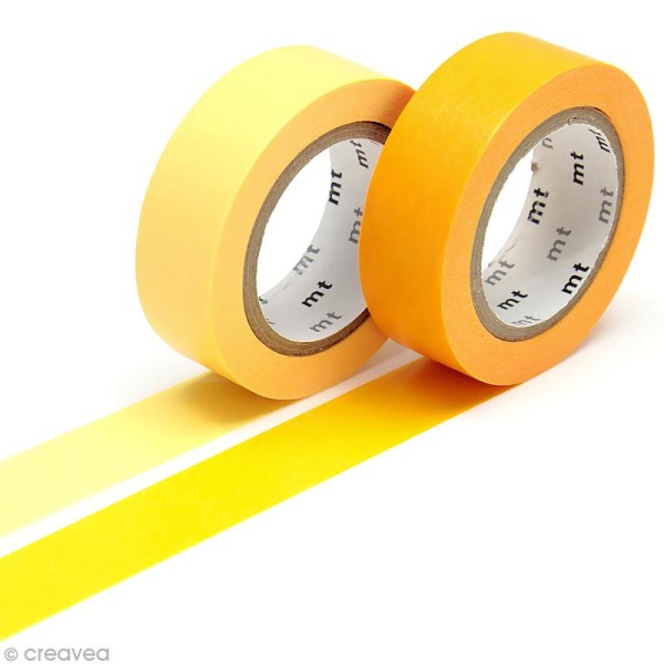 Masking Tape - 2 rouleaux Unis - Jaune et orange - 15 mm x 10 m - Photo n°1