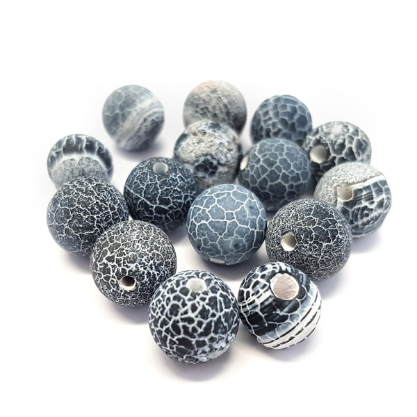 Perles pierre semi précieuse naturelle teinte agate craquelée bleue Bleu6 mm lot de 15 perles - Photo n°1