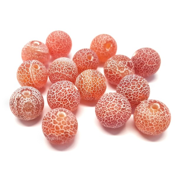 Perles pierre semi précieuse naturelle teinte agate craquelée rouge Rouge4 mm lot de 20 perles - Photo n°1