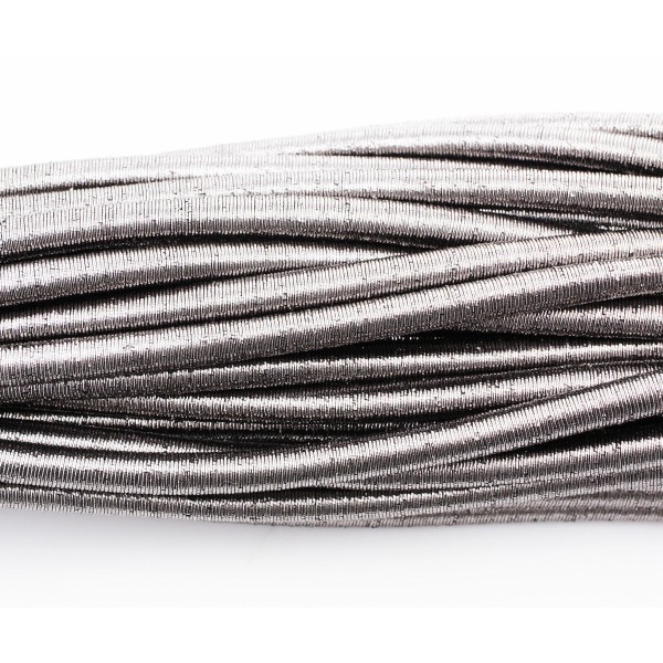 1pc Argent Cordon de serrage Tube de Caoutchouc de Tissu de Polyester de Nylon Élastique Extensible - Photo n°1