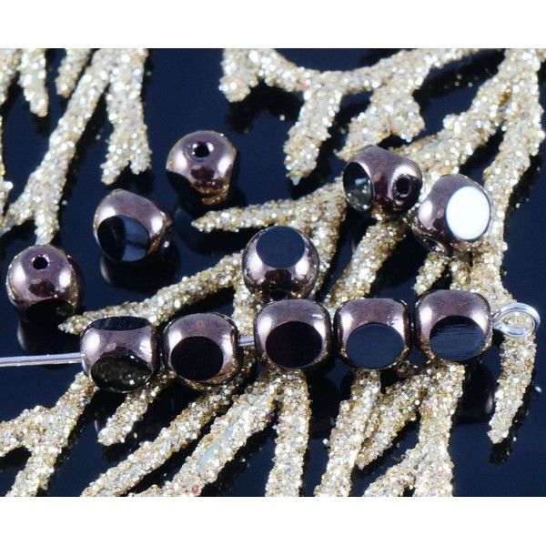 3 Coupe de Bronze Noir Facettes en Verre tchèque Ronde Perles de Tri Coupe Entretoise de Fenêtre 6mm - Photo n°1