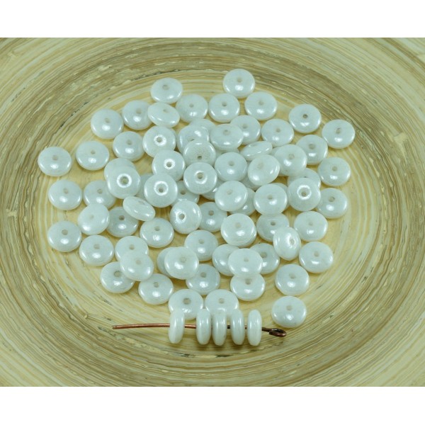 60pcs Éclat Blanc Verre tchèque Disque Rondelle Perles Solo Disque Plat Espaceur Un Trou de 6mm - Photo n°1