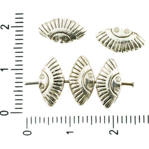 30pcs Antique Ton Argent Plat Losange en Mer de Poissons Marins Perles Charmes des Deux côtés 12mm x - Photo n°1