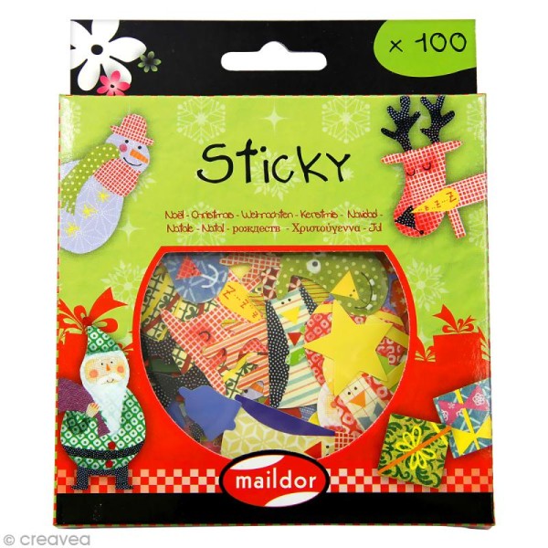 Boîte de gommettes Sticky - Noël x 100 pcs - Photo n°1