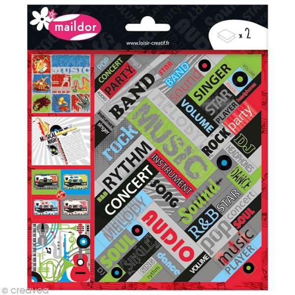 Stickers Scrap - Musique - 2 planches 16 x 16 cm - Photo n°1