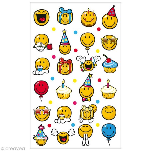 Sticker Fantaisie Cooky - Smiley anniversaire - 24 pcs - Photo n°1