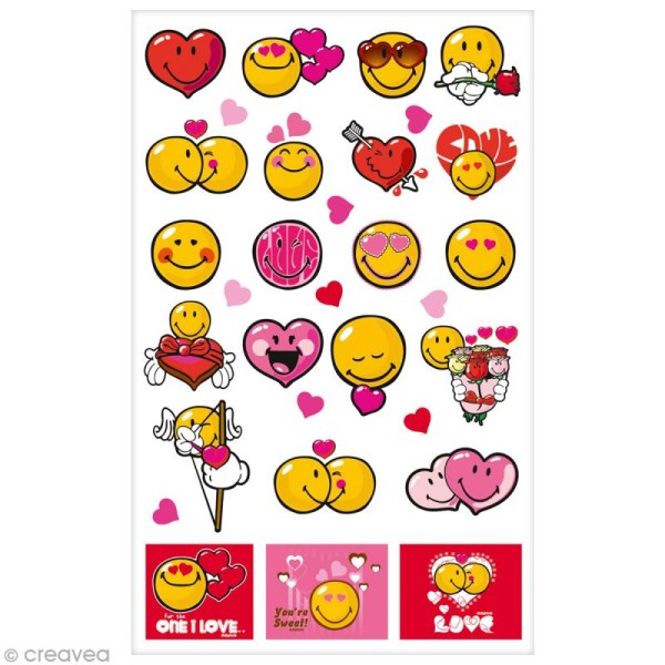 Sticker Fantaisie Cooky - Smiley amour - 22 pcs - Photo n°1