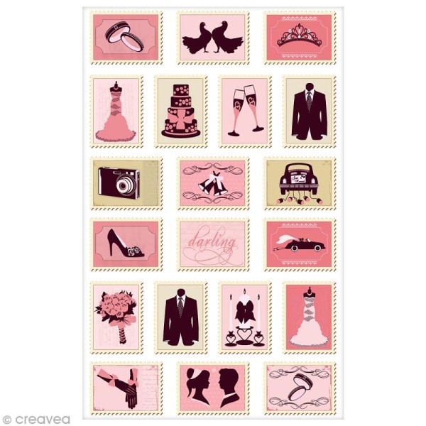 Sticker Fantaisie Cooky - Timbres mariage - 20 pcs - Photo n°1