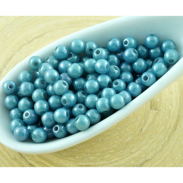 100pcs Gris Bleu Lustre Rond Verre tchèque Perles de Petit Écarteur 3mm - Photo n°1