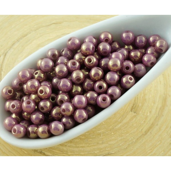 100pcs Violet Or Lustre Rond Verre tchèque Perles de Petit Écarteur 3mm - Photo n°1