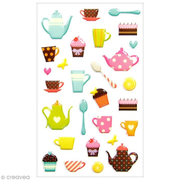 Sticker Fantaisie Cooky - Tea party - 28 pcs - Photo n°1