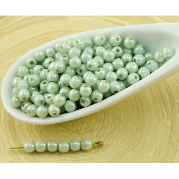 100pcs Opaque Vert Lustre Rond Verre tchèque Perles de Petite Entretoise de Graines de Rocailles 3mm - Photo n°1