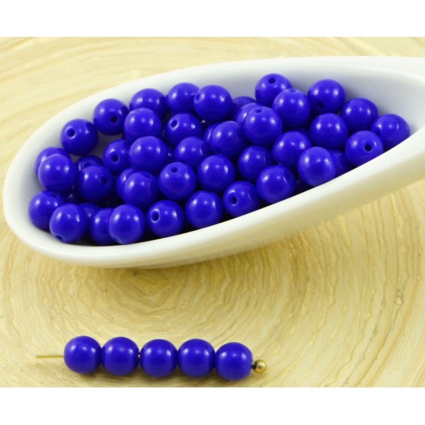100pcs Opaque Bleu Foncé Rond Druk Verre tchèque Pressé Perles de Petite Entretoise de 4mm - Photo n°1