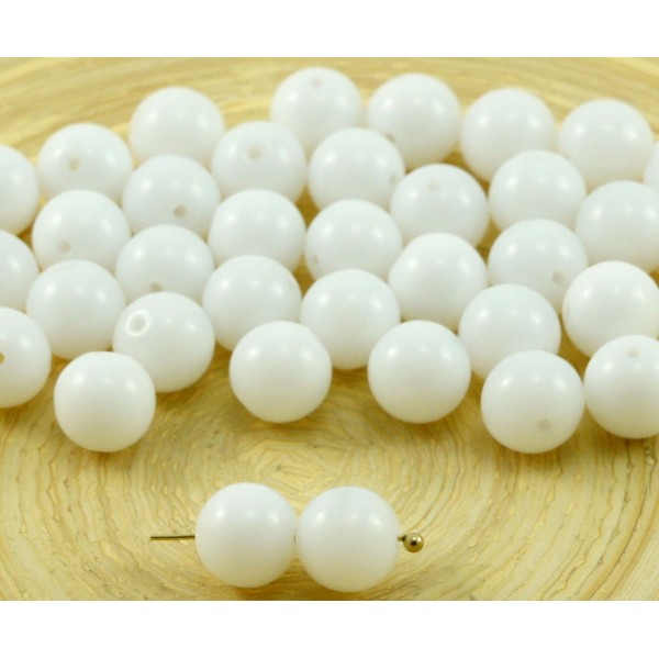20pcs Opaque Albâtre Blanc Opale Ronde Druk Verre tchèque Pressé Perles de 8mm - Photo n°1