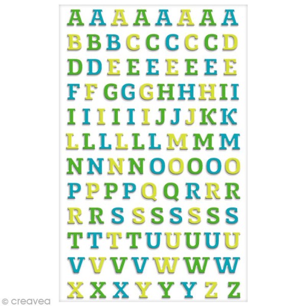 Sticker Fantaisie Cooky - Alphabet bleu-vert - 94 pcs - Photo n°2