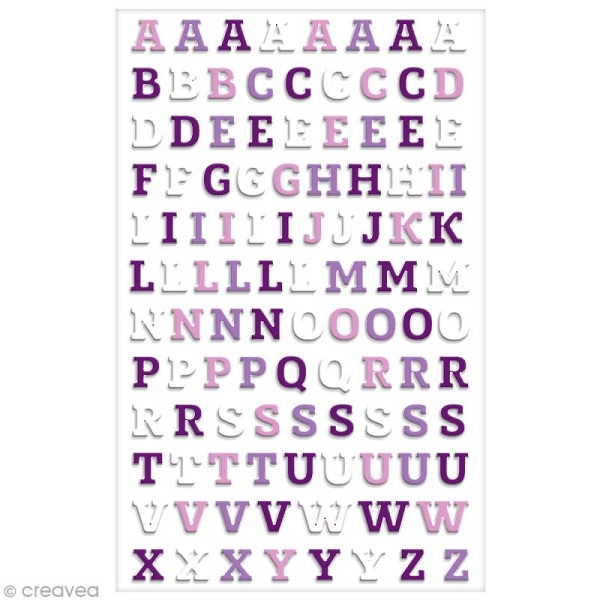 Sticker Fantaisie Cooky - Alphabet violet-blanc - 94 pcs - Photo n°2