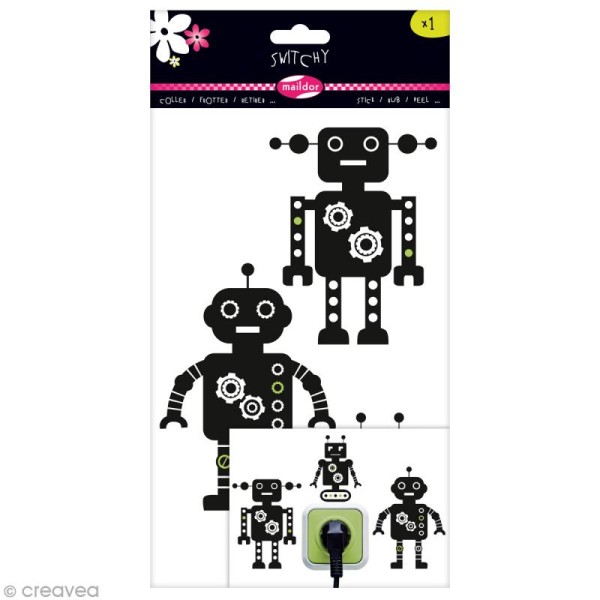 Sticker transfert mural Switchy Robots - 1 planche 24 x 15 cm - Photo n°1